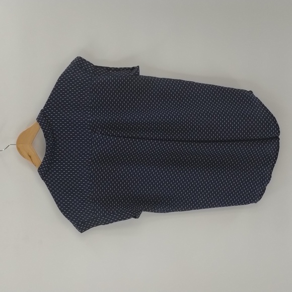 Jachs Girlfriend button down medium navy white print short sleeve front pockets - Picture 8 of 8